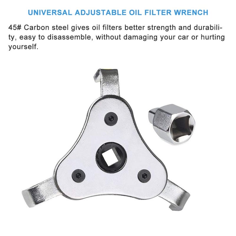 GOHAWKTEQ Universal Adjustable Oil Filter Wrench From 2-1/2 inch to 4.5 inch Oil Filter Wrench Tool Set With 3 Jaw - Image 2